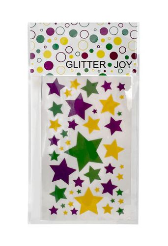Purple Green and Yellow Mardi Gras Star Stickers
