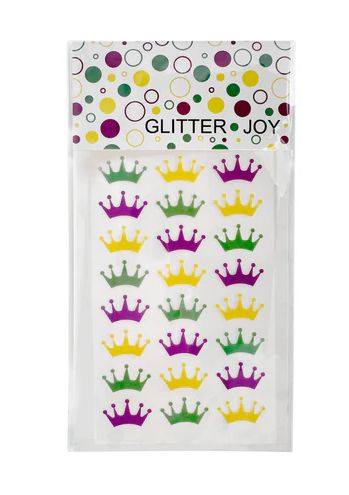 Purple Green and Yellow Mardi Gras Crown Stickers