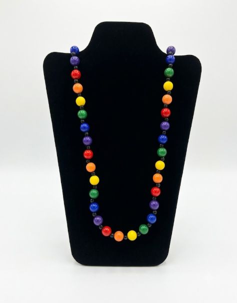38" Acrylic Rainbow 12mm Bead Necklace (Each)