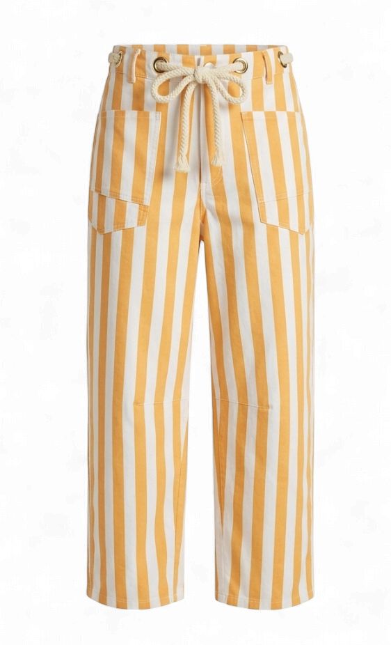 Yellow Cotton Mardi Gras Striped Pants