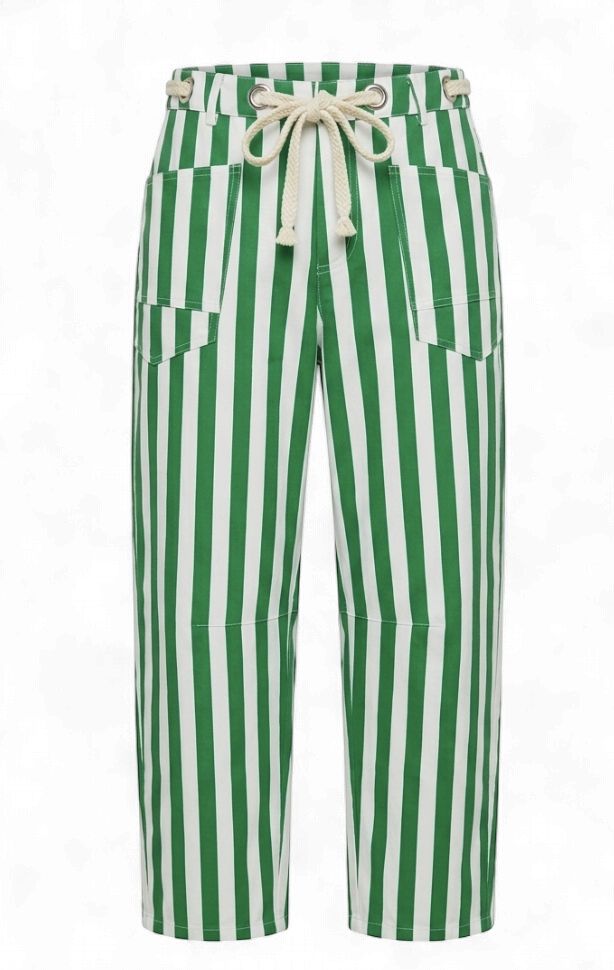 Green Cotton Mardi Gras Striped pants