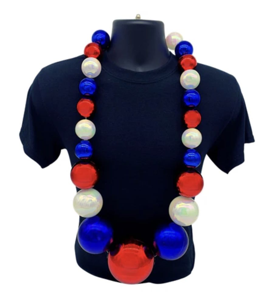 48" 40/60/80/100mm Metallic Red, Metallic Blue and White AB Big Ball Bead