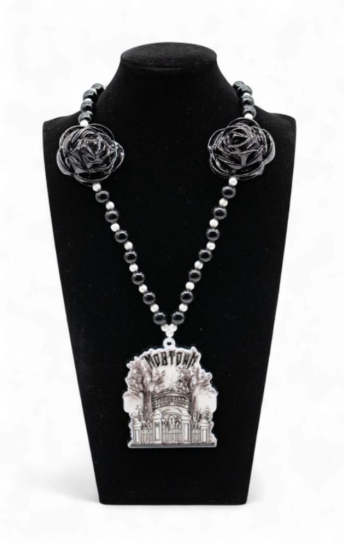 Church Street Graveyard Bead with Poly Medallion and Black Rose Inserts (6 Piece)
