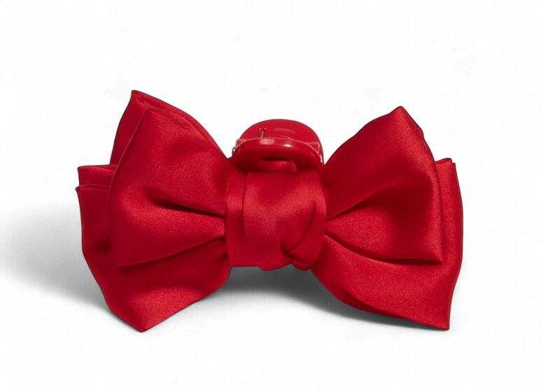 Mini Satin Claw Clip Red