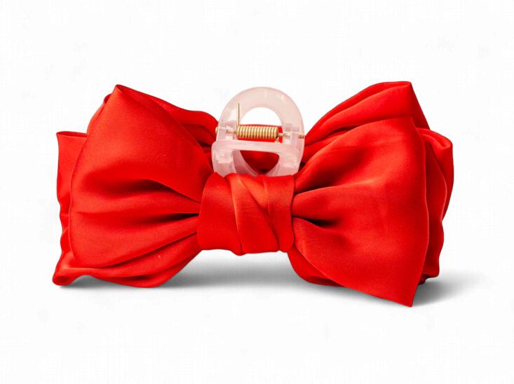 Satin Bow Claw Clip Red