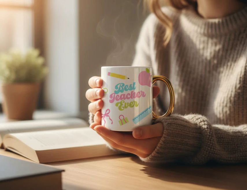 11oz Cozy Cute Ceramic Mug Best Teacher Ever