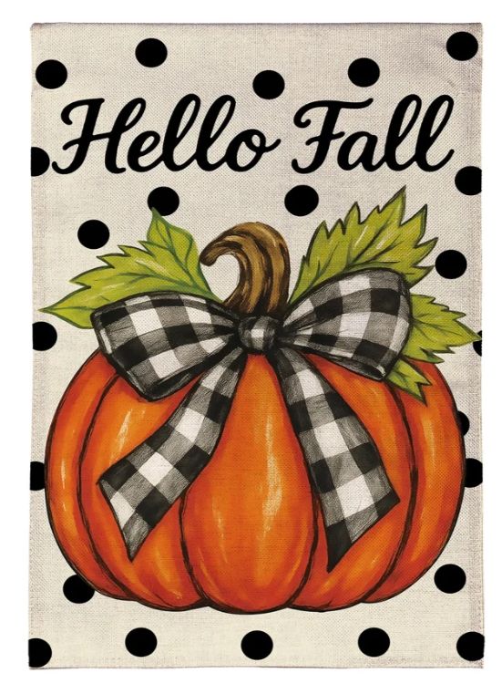 Checkered Bow Pumpkin Burlap Flag Garden