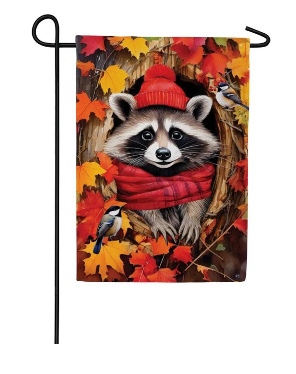 Cozy Racoon Suede Flag Garden