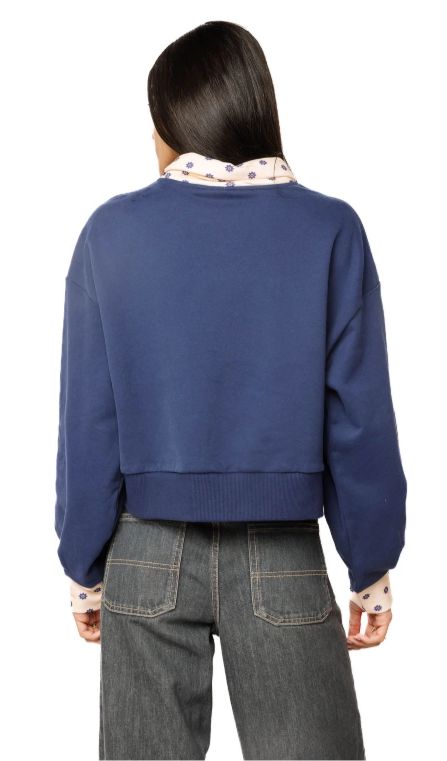 Navy Polkadot Collar Turkey Sweatshirt