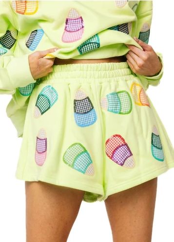 Green Multi Gingham Candy Corn Short