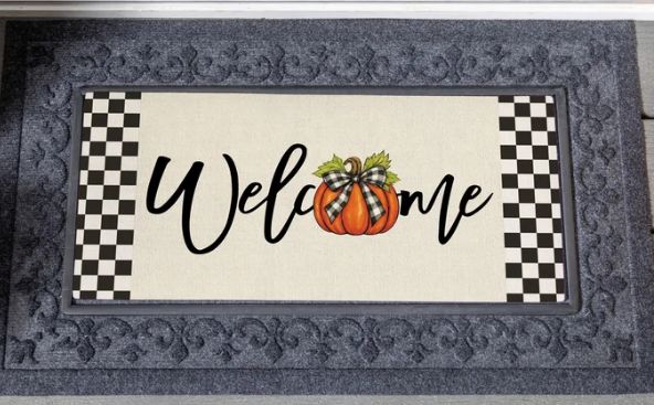 Checkered Bow Pumpkin Sassafrass Switch Mat
