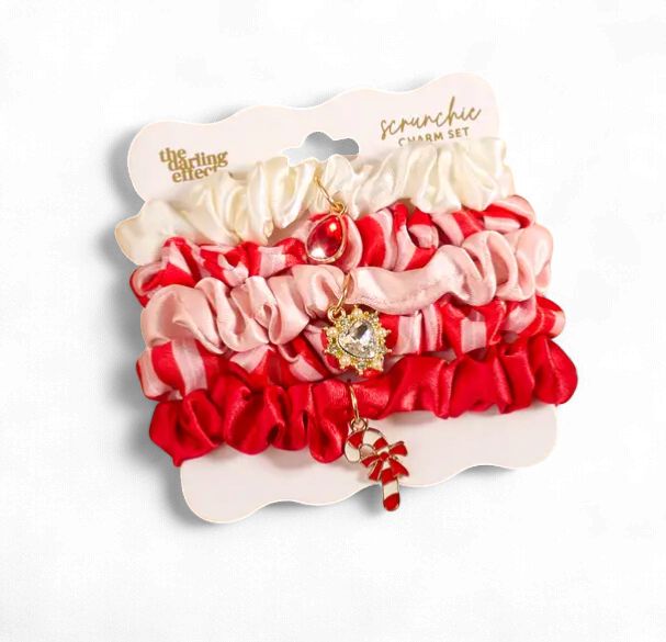 Scrunchie Charm Set- Peppermint Stripes