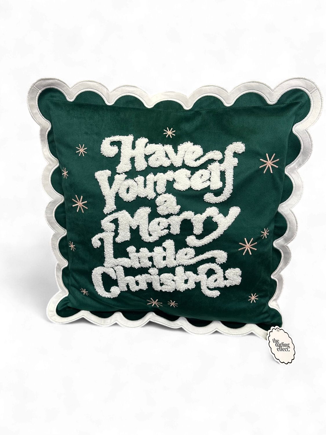 Scalloped Square Throw Pillow- Merry Little Christmas