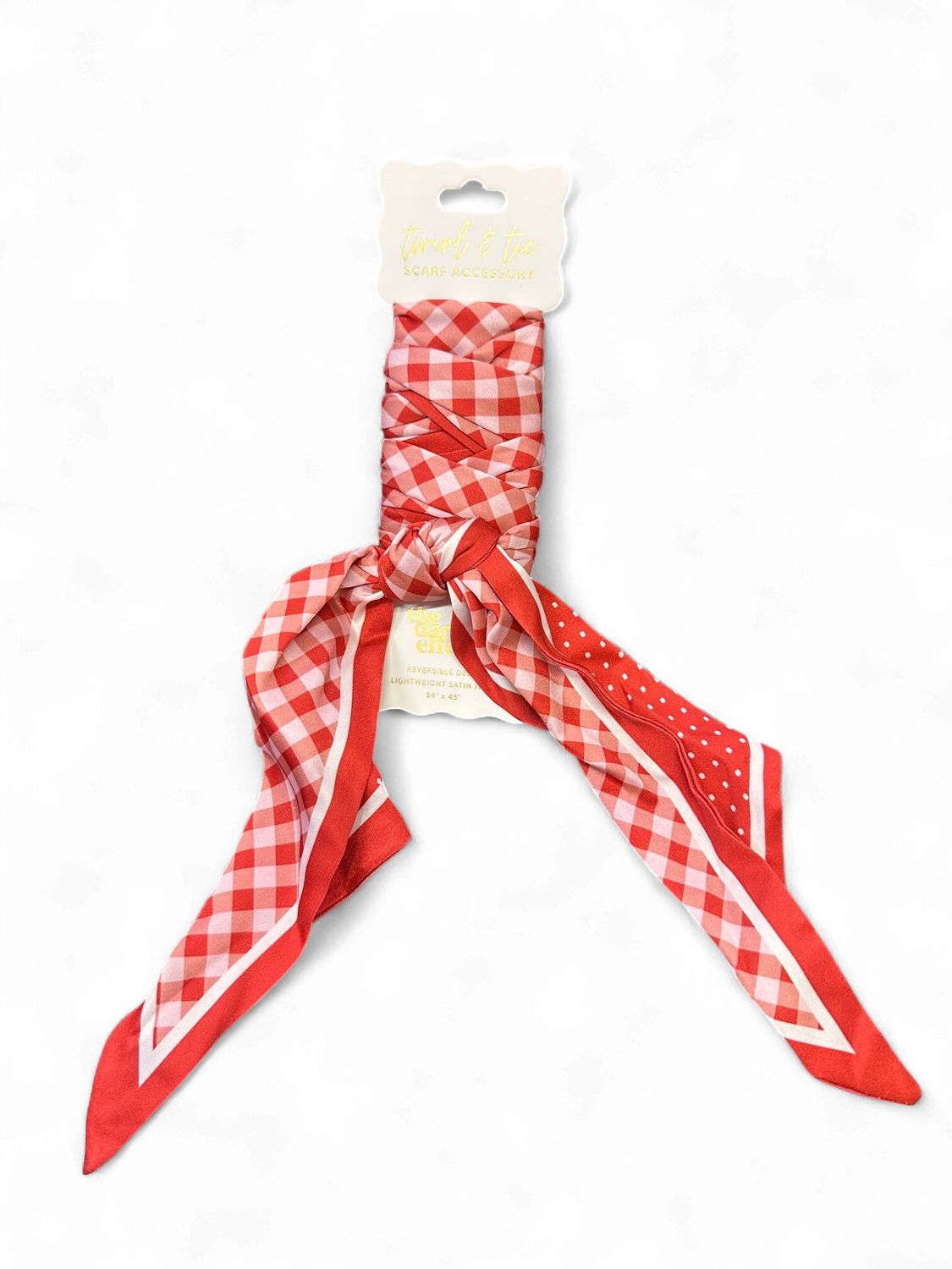 Twirl &amp; Tie Scarf Accessory- Gingham Red