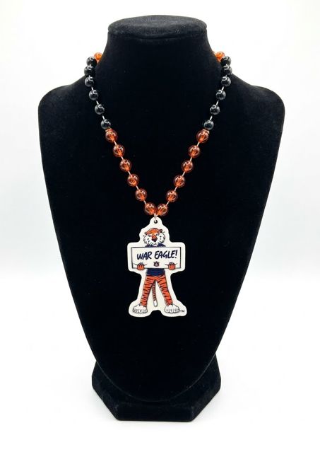 Auburn Tigers mascot beads w/ medallion