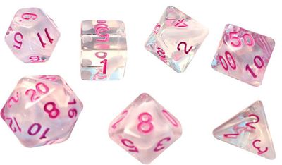 RPG Dice Set (7): White Cloud, Pink Ink