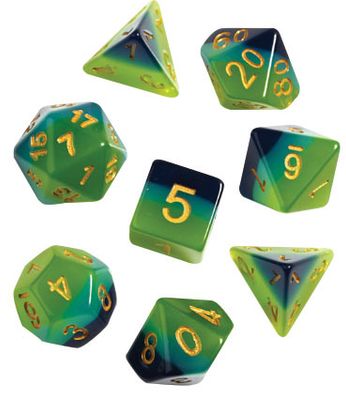 RPG Dice Set (7): Green, Blue Translucent