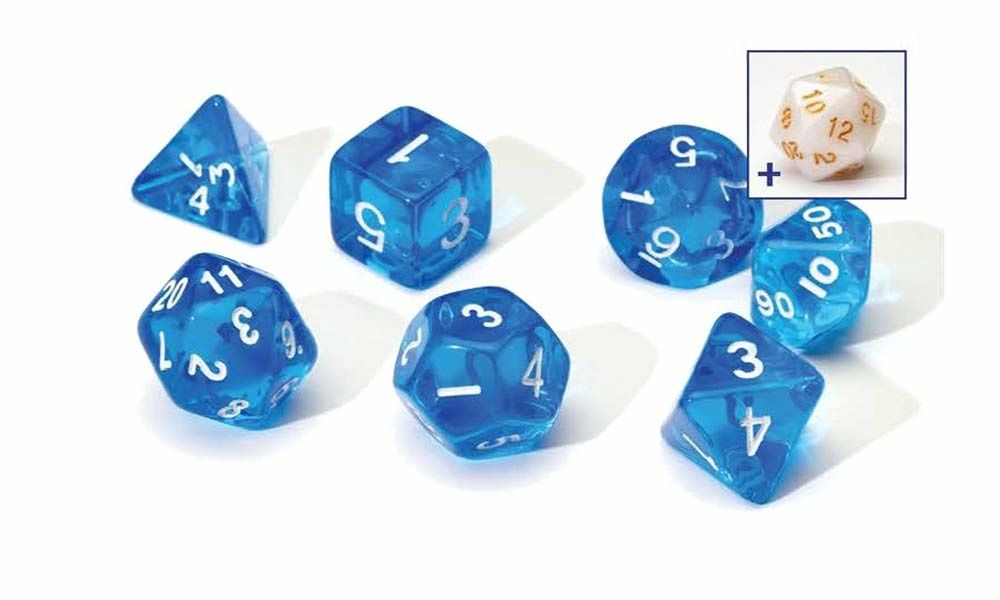RPG Dice Set (7): Translucent Blue Resin
