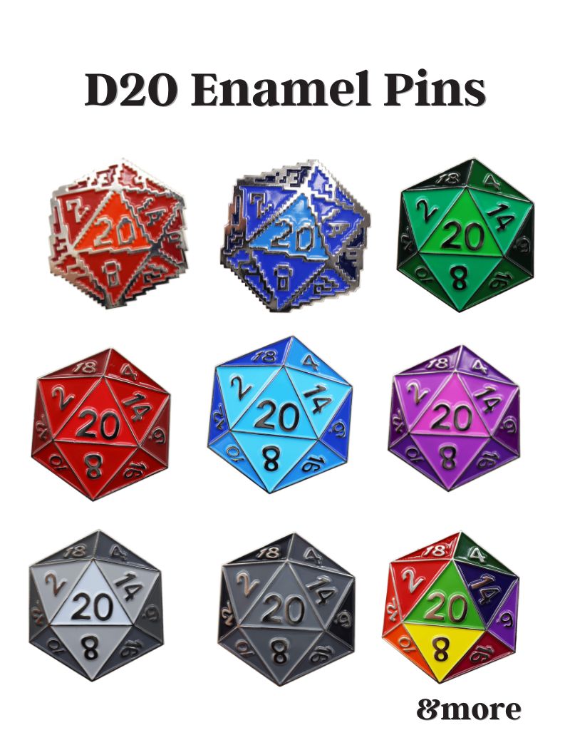 D20 Enamel Pins