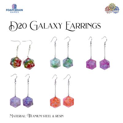 D20  Galaxy Earrings