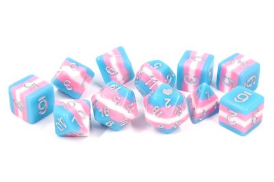 Vibrant Transgender Pride Dice Set