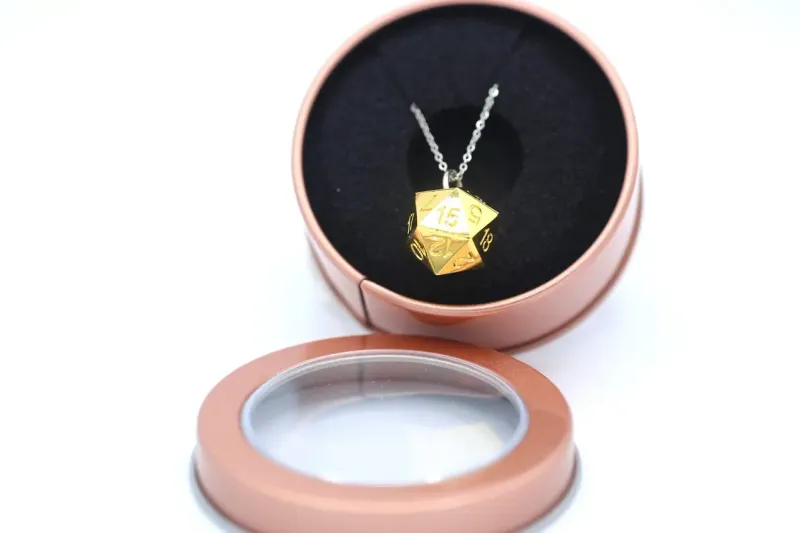 Solid Metal D20 Necklace 