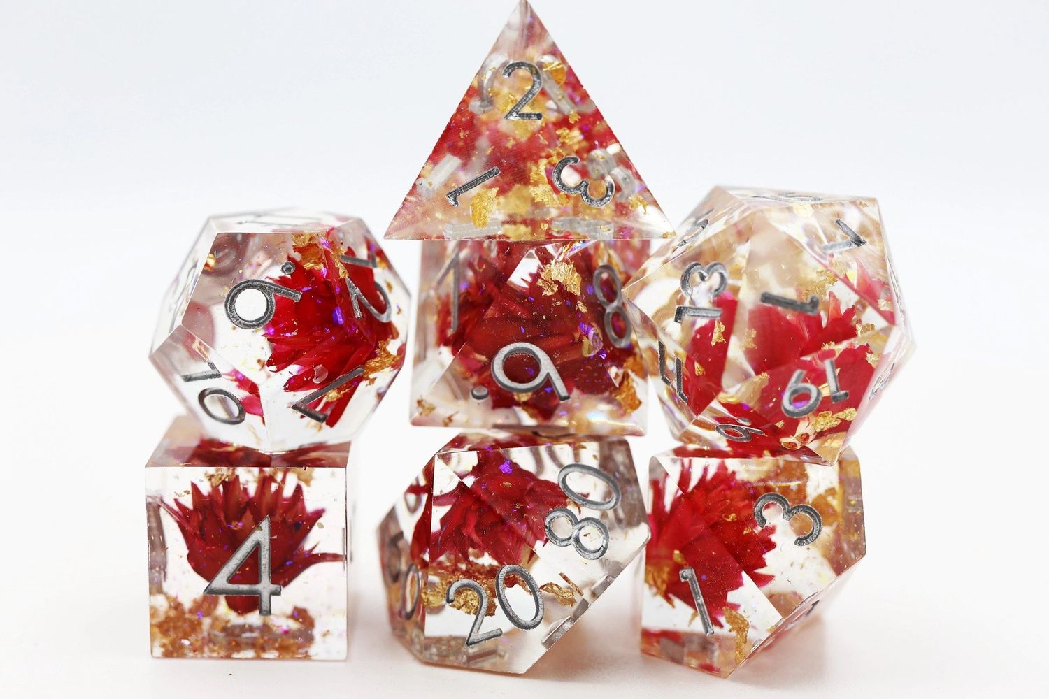 Red Lotus Sharp Edge Resin RPG Dice Set