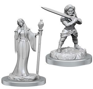 Critical Role Unpainted Miniatures: W03 Human Wizard Female &amp; Halfling Holy Warrior Female
