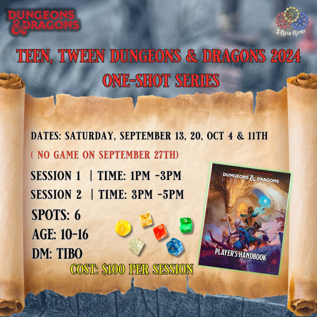 (Feb/Mar)  Dungeons &amp; Dragons Sessions for Teens &amp; Tweens