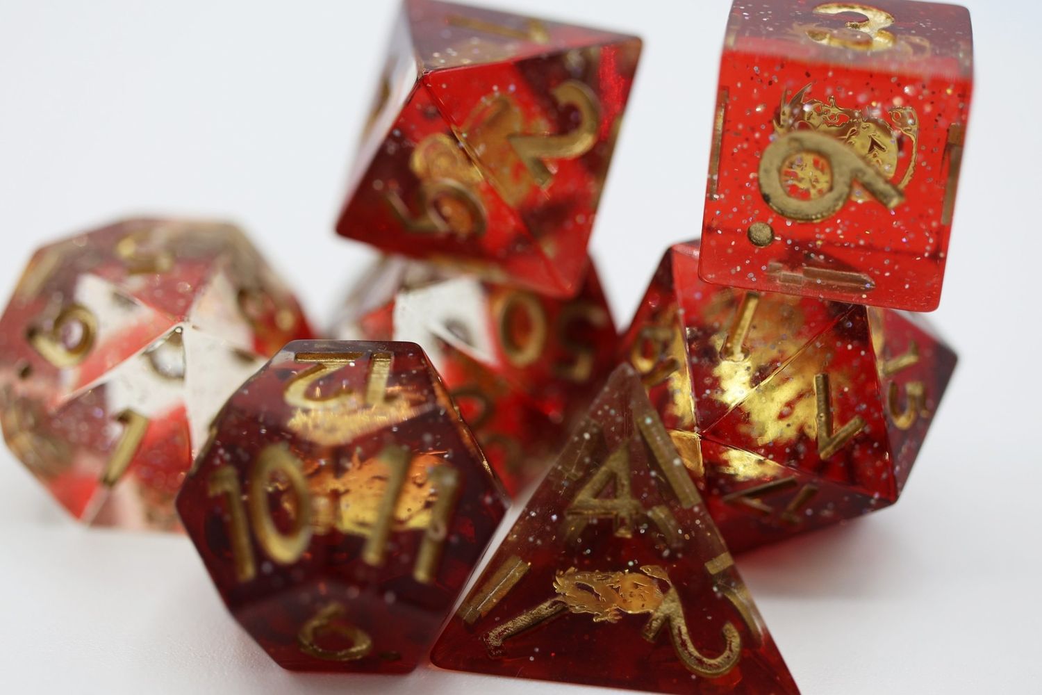 Sharp Edge Resin RPG Dice Set - Dragon of Flames