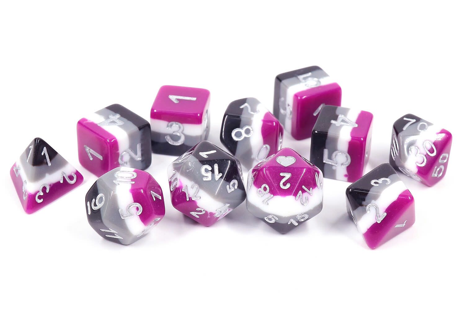 Vibrant Asexual Pride Dice Set