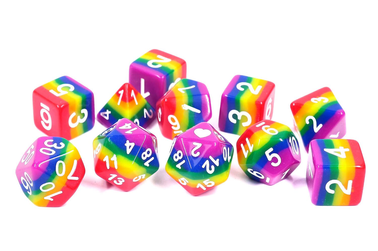 Vibrant Rainbow Pride Dice Set