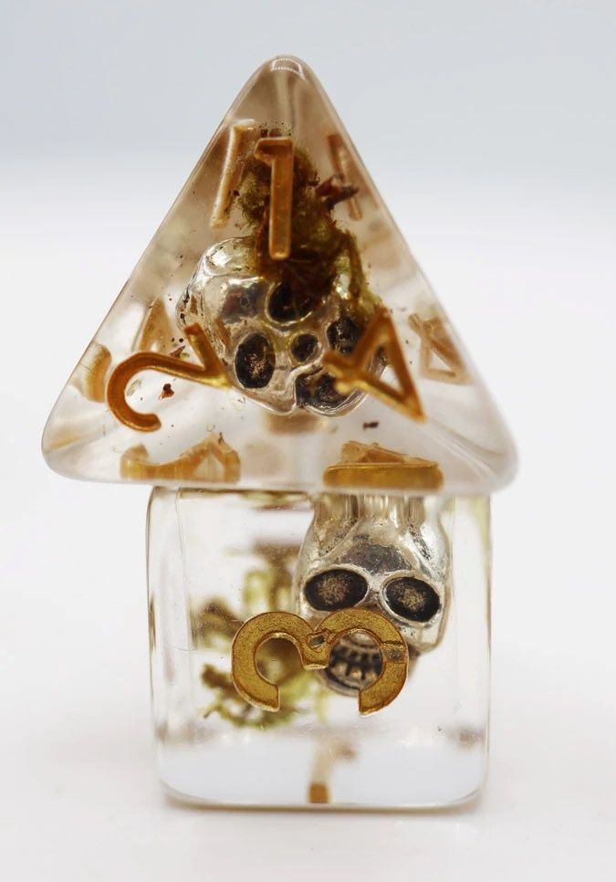 Silver Pirate Skull: RPG Dice Set