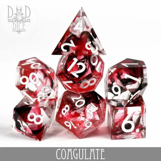 Coagulate Sharp Edge RPG Dice Set - Handmade