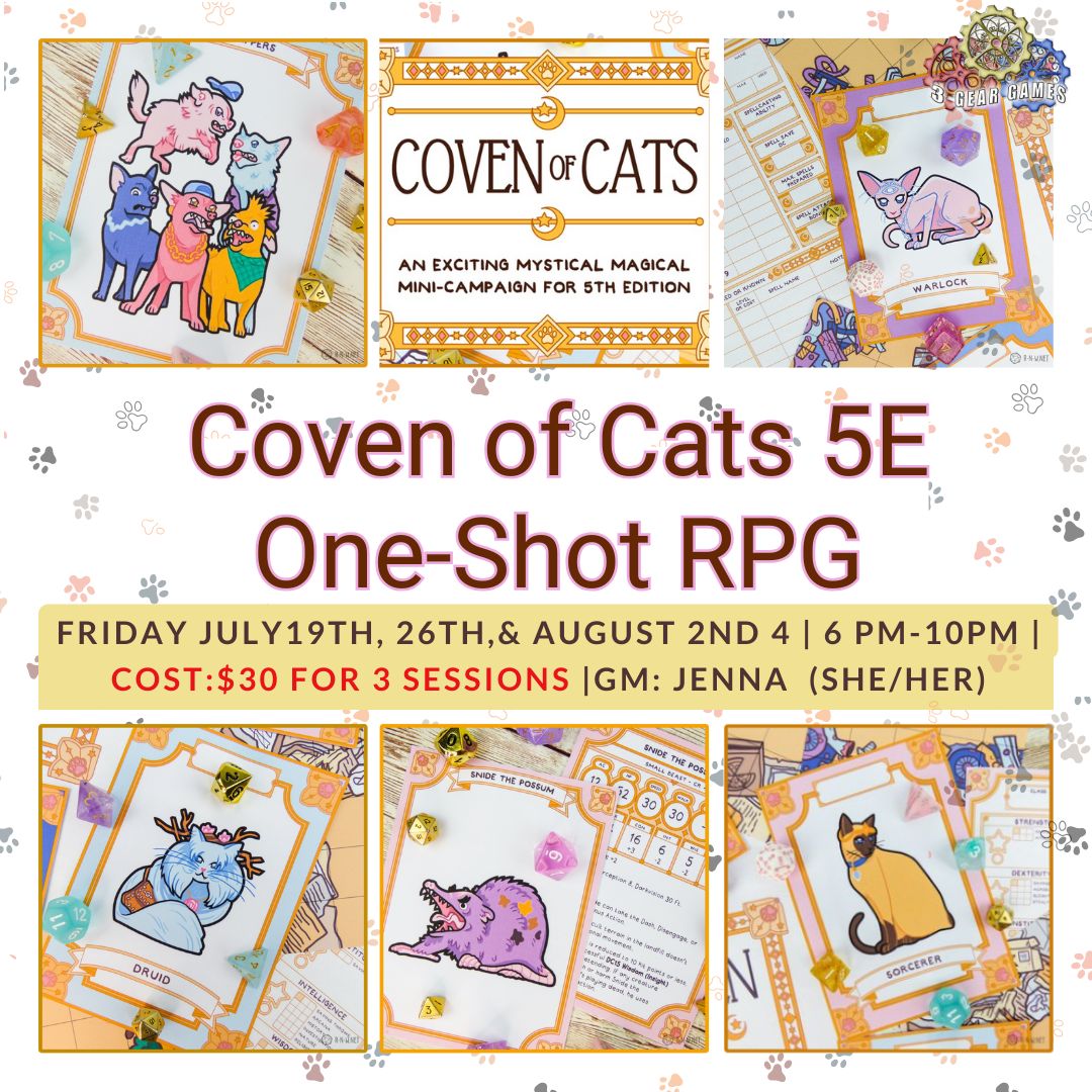 Coven of Cats 5E One-Shot RPGs: 3 Sessions