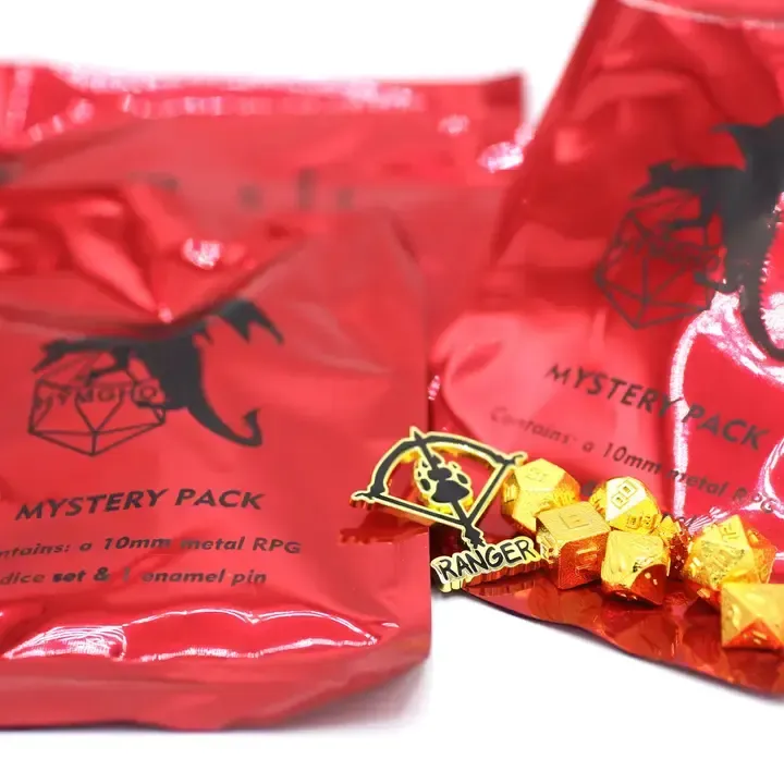 Mystery Pack of One 10mm Mini Dice Set and 1 Enamel Pin