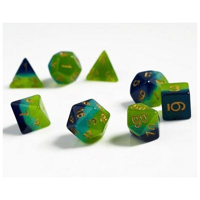RPG Dice Set (7): Green, Blue Translucent