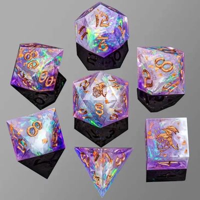 Captured Magic Hand Sanded Sharp Edge Resin RPG Dice Set (7)
