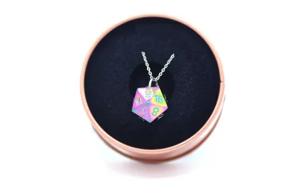Solid Metal D20 Necklace 