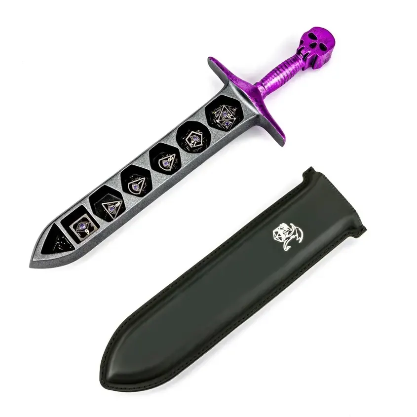 Grim Dagger Dice Case with Sheath Cover , Color: Purple