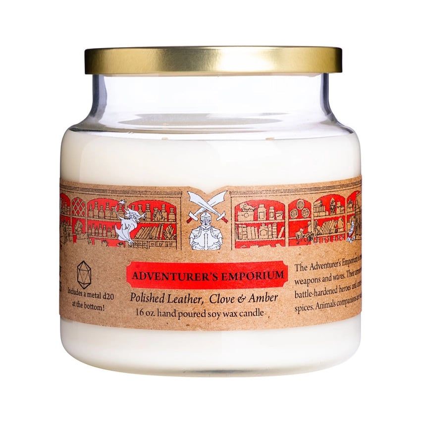 Cantrip Candle 16 oz. , Variation: Adventurer's Emporium w/ D20 Dice