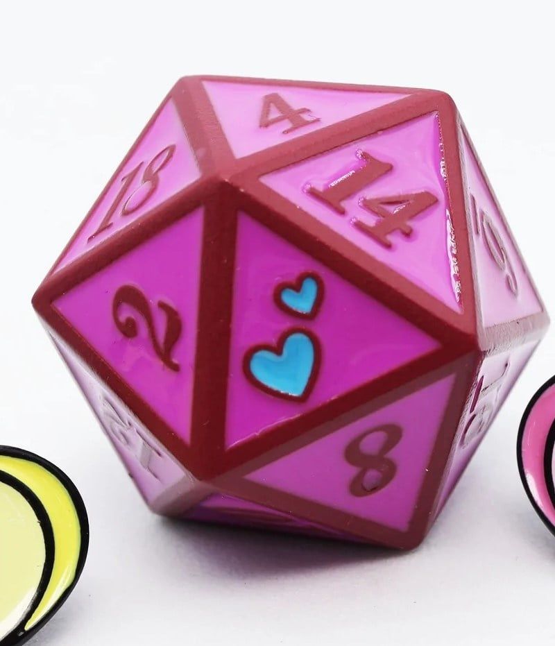 Candy Hearts  Metal Dice, Color: Magenta