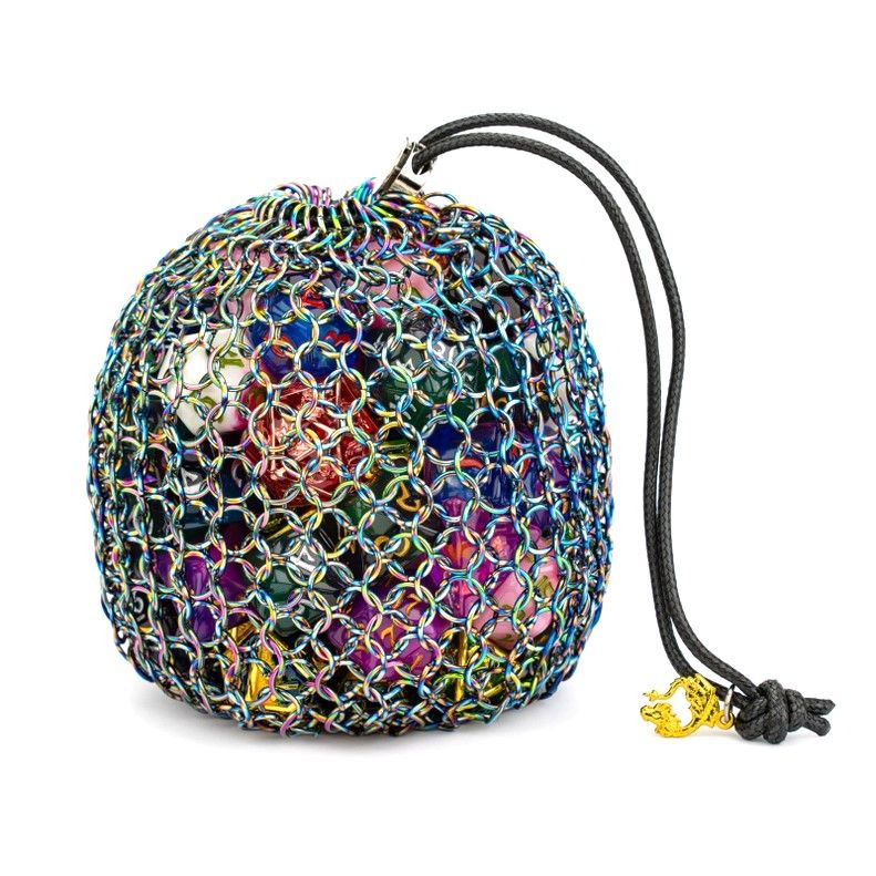 Chainmail Dice Bag, Variation: Torched  Rainbow