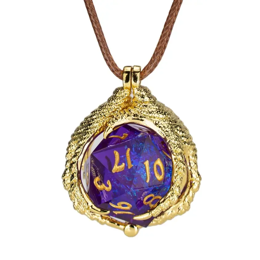Dragon Claw Necklace with D20, Color: Gold
