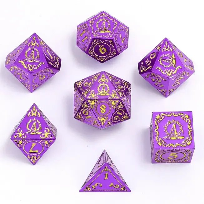 Wizard Solid Metal Polyhedral Dice Set