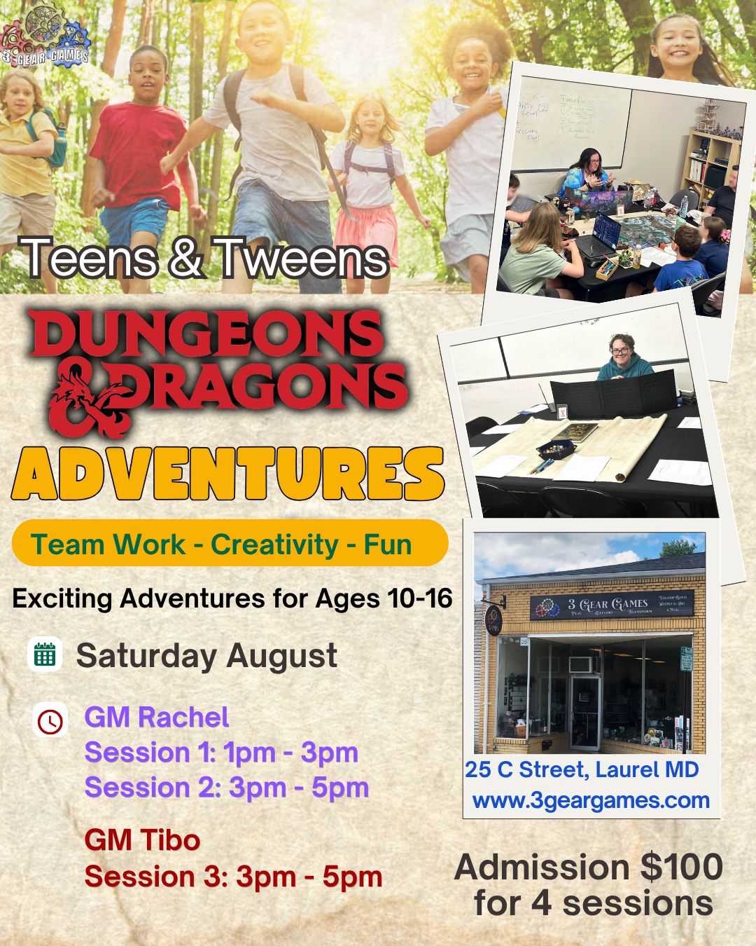 (Aug)  Dungeons &amp; Dragons Sessions for Teens &amp; Tweens