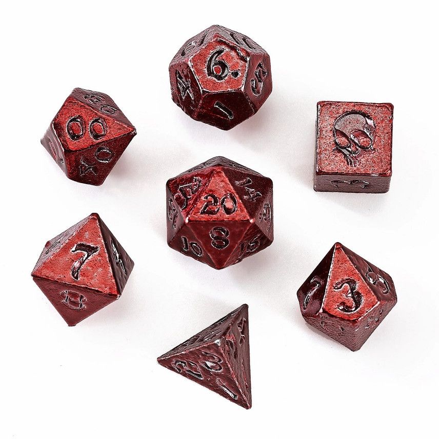 Unseelie Mini Metal Rpg Dice Set , Color: Red