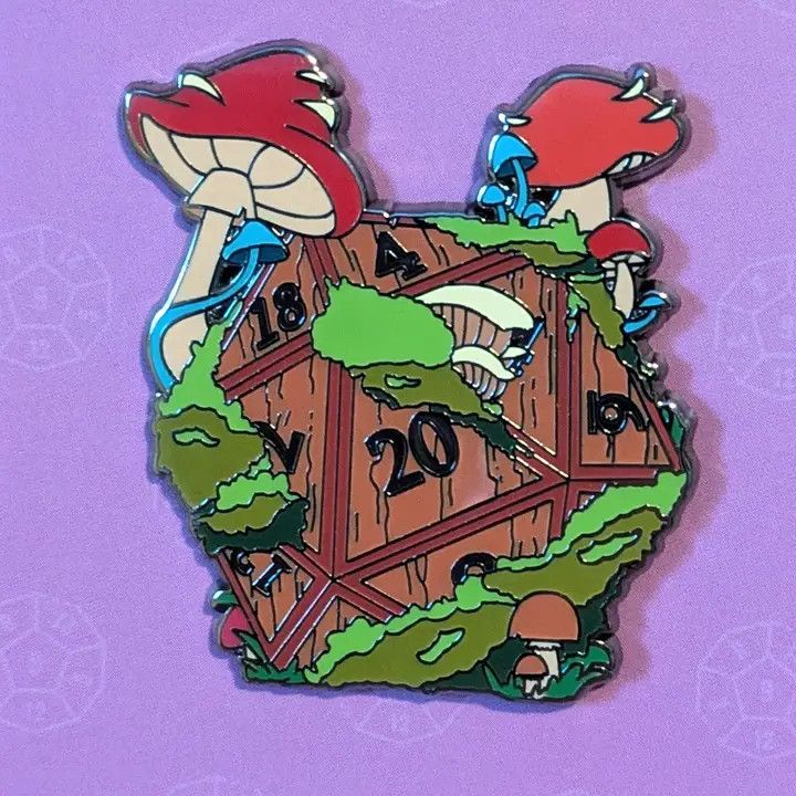 RPG Enamel Pin - Mimic Gaming Co. 2, Variation: Forest Mushroom D20