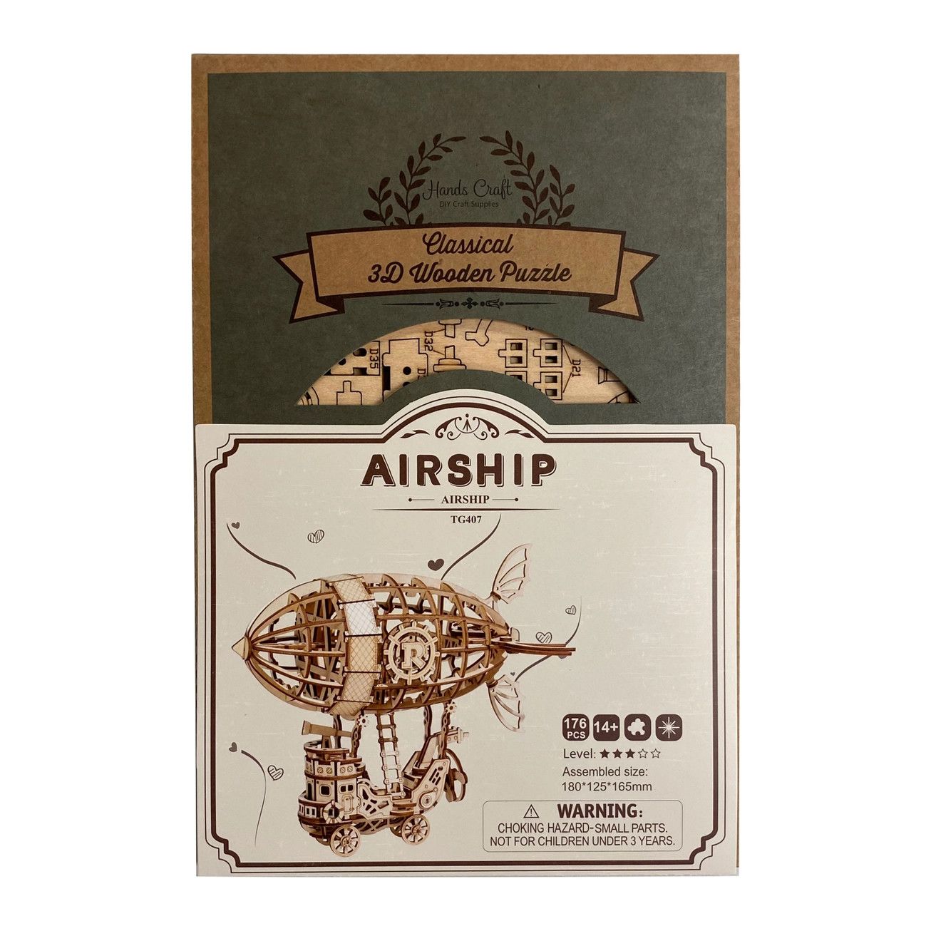 3D Laser Cut Wooden Puzzle, Variation: Airship