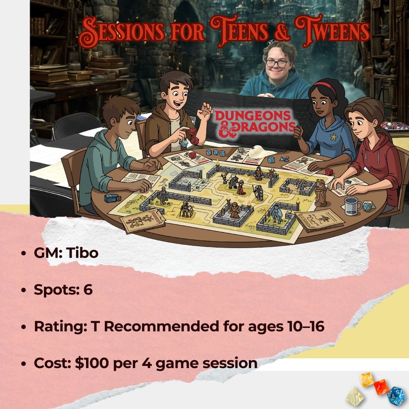 (March/April) Dungeons &amp; Dragons Sessions for Teens &amp; Tweens
